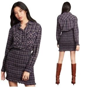 VERONICA BEARD Women’s Melnar Plaid Snap Button Western Mini Dress